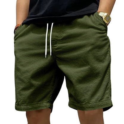 Shorts en corduroy décontractés pour hommes avec taille élastique et poches latérales pratiques Chic und Stil