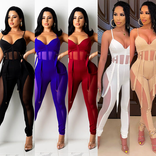 Chic und Stil Women's Mesh Panel Jumpsuit