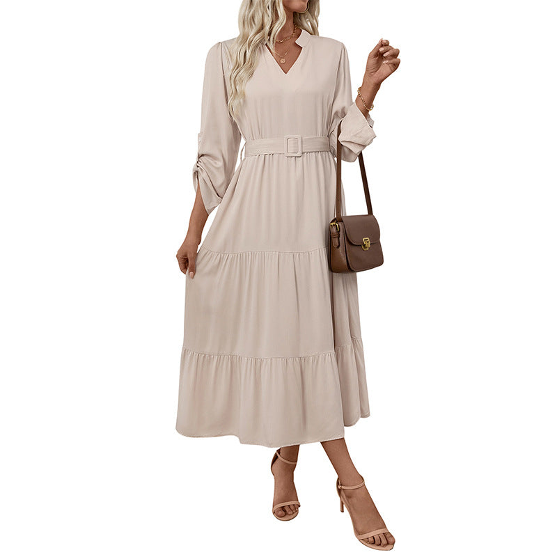 Robe maxi femme avec volants flottants et ceinture cintrée Chic und Stil