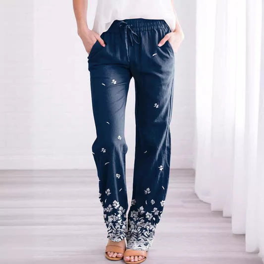 Pantalons de lounge en broderie florale pour femmes Chic und Stil