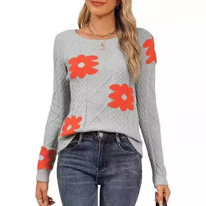 Dames Grand motif floral pull en tricot Chic und Stil