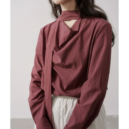 Blouse à col drapé à manches longues Chic und Stil pour femmes