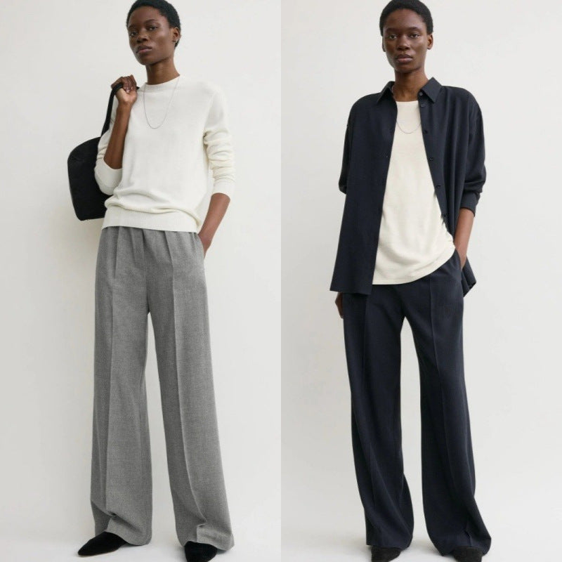 Wide-leg pants for women in high-quality material with an elastic waistband Chic and Style