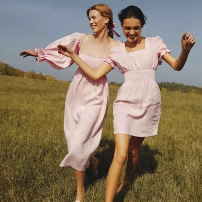 Robe maxi pour femmes avec des manches bouffantes volumineuses et un haut élastique Chic und Stil