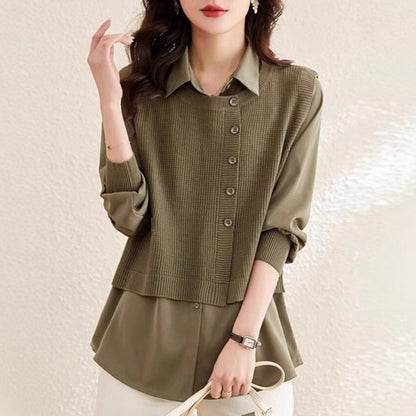 Femme pull en tricot avec chemise intégrée Chic und Stil