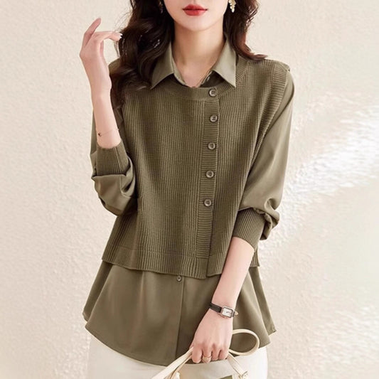 Femme pull en tricot avec chemise intégrée Chic und Stil