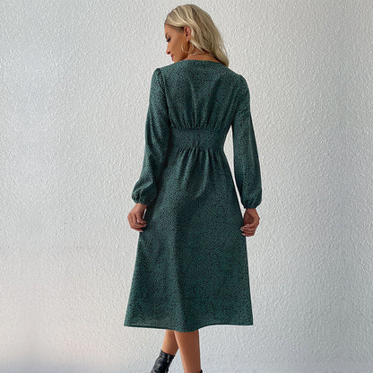 Robe midi pour femmes avec boutonnage et manches volumineuses Chic und Stil