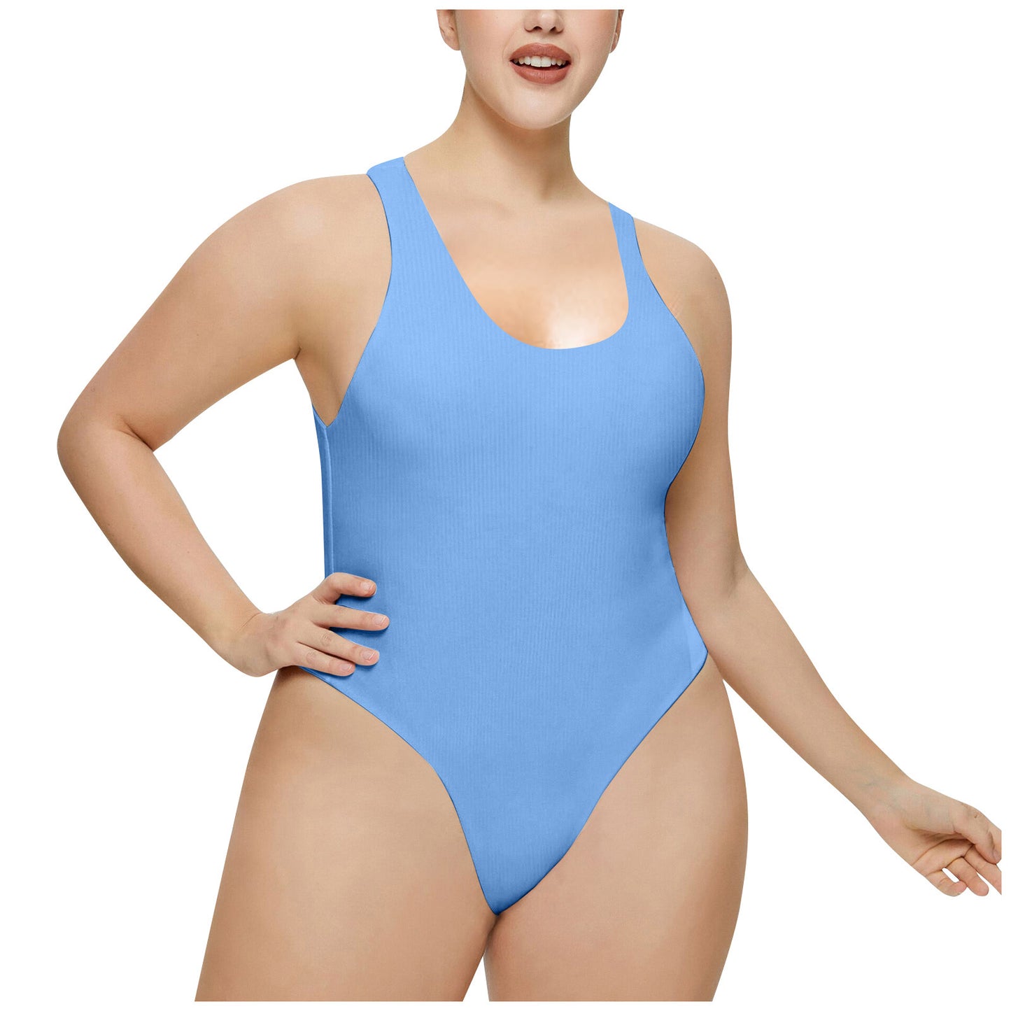 Ladies High Neck Ribbed Swimsuit Chic and Style