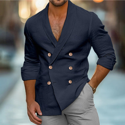 Blazer en lin élégant pour hommes avec coupe moderne et double boutonnage Chic und Stil