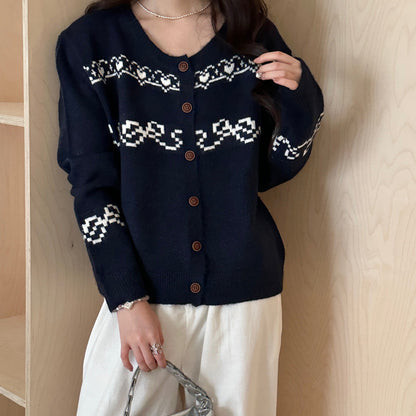 Dames Cardigan en tricot douillet avec motif unique Chic und Stil