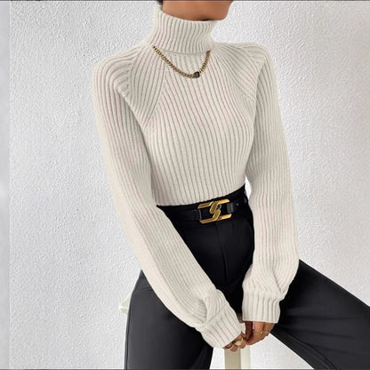 Pull femme ajusté avec texture côtelée et col montant Chic und Stil