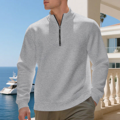 Sporty pullover for men with half-zip and breathable structure Chic und Stil