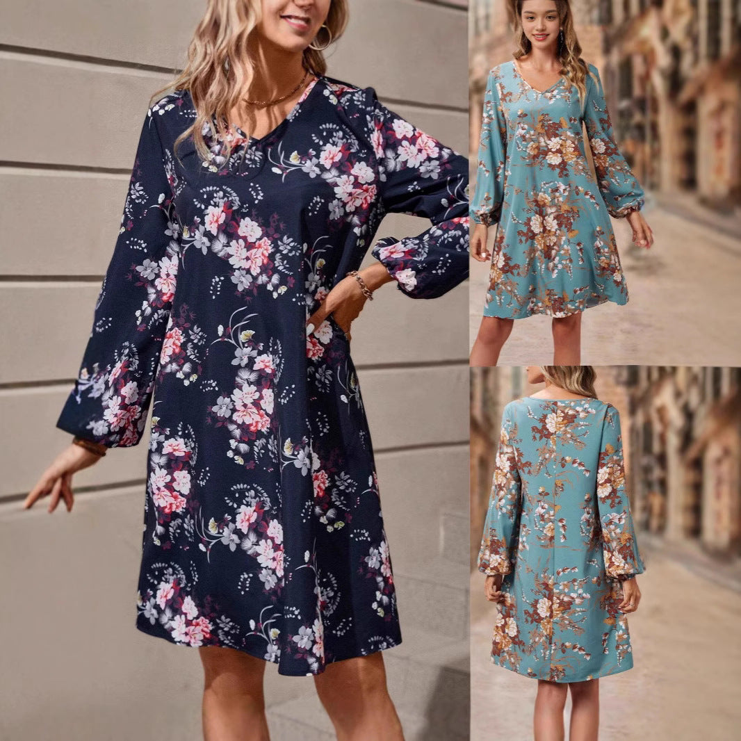Robe chemise femme avec design floral et manches volumineuses Chic und Stil