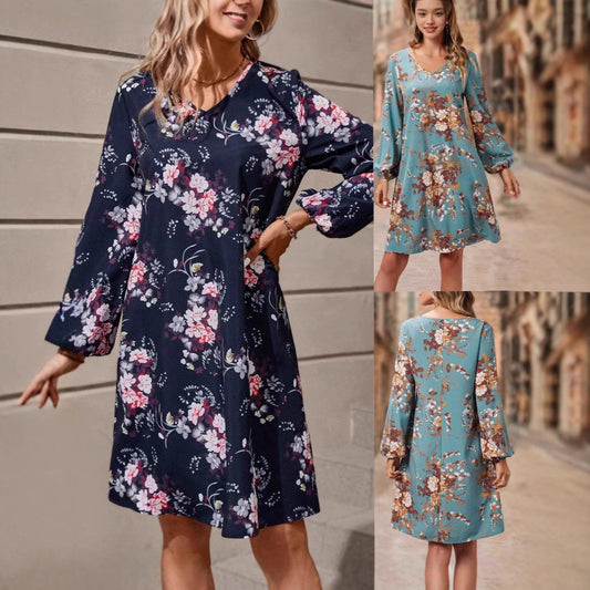 Robe chemise femme avec design floral et manches volumineuses Chic und Stil