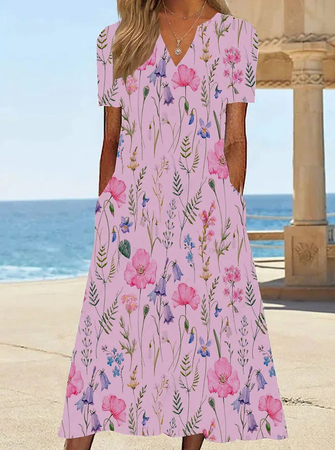 Robe d'été à motif floral pour femmes avec poches Chic und Stil