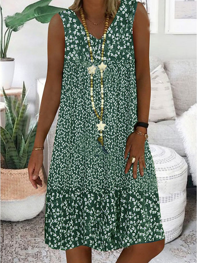 Robe maxi hippie pour femmes avec motifs floraux et détails en volants Chic und Stil