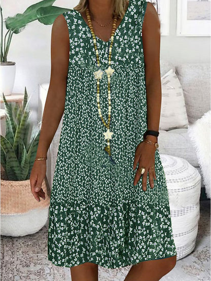Robe maxi hippie pour femmes avec motifs floraux et détails en volants Chic und Stil
