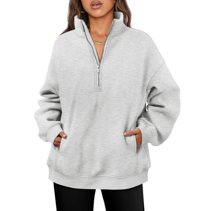 Fleece pullover for women with high collar Chic and Style