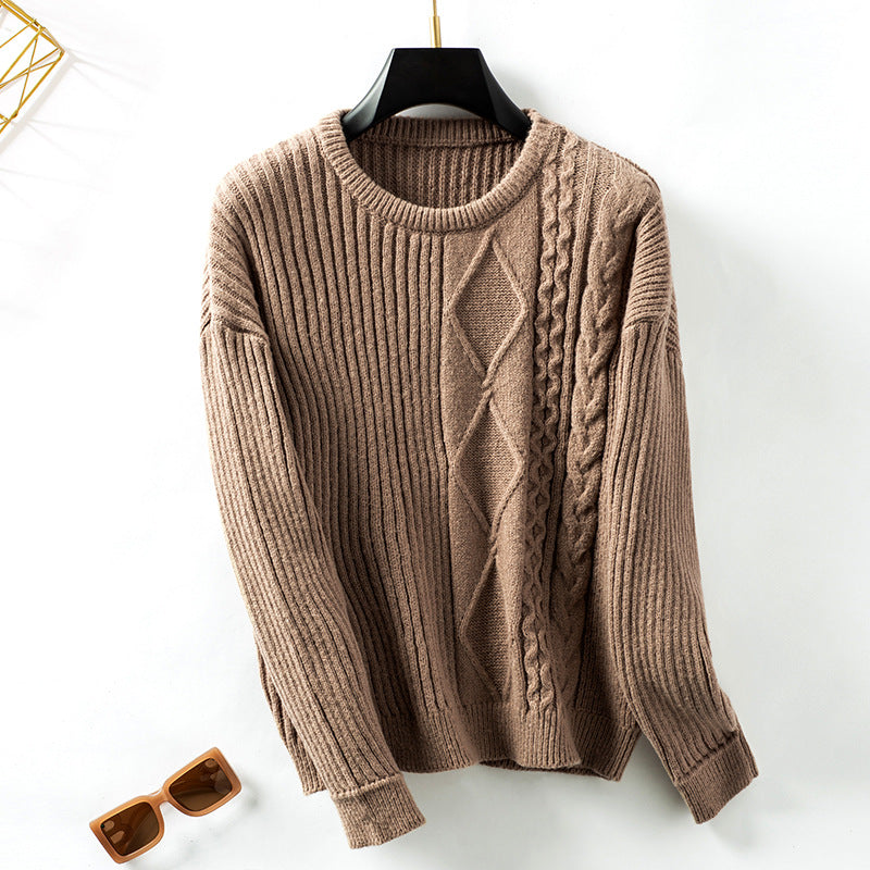 Pull en tricot à la mode pour femmes avec des motifs structurés et un col rond Chic und Stil