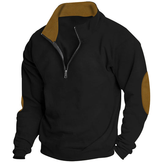 Pull confortable pour hommes avec demi-fermeture éclair et élégants patchs aux coudes Chic und Stil