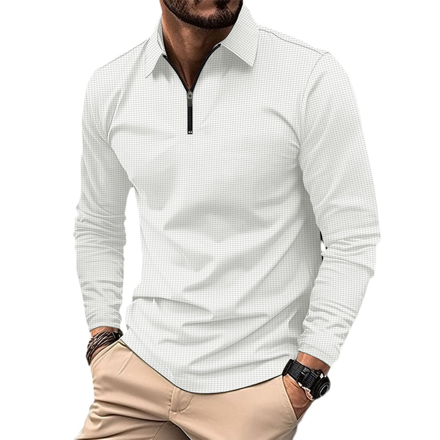 Chemise à manches longues pour homme avec fermeture éclair moderne et design structuré Chic und Stil