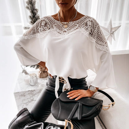Dames Élégante Blouse en Dentelle Chic und Stil