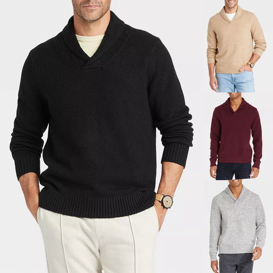 Pull homme avec col châle et design en rib délicat Chic und Stil