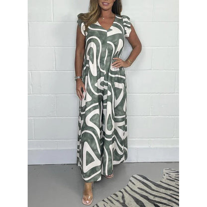 Robe maxi femme avec motif graphique moderne et coupe fluide Chic und Stil