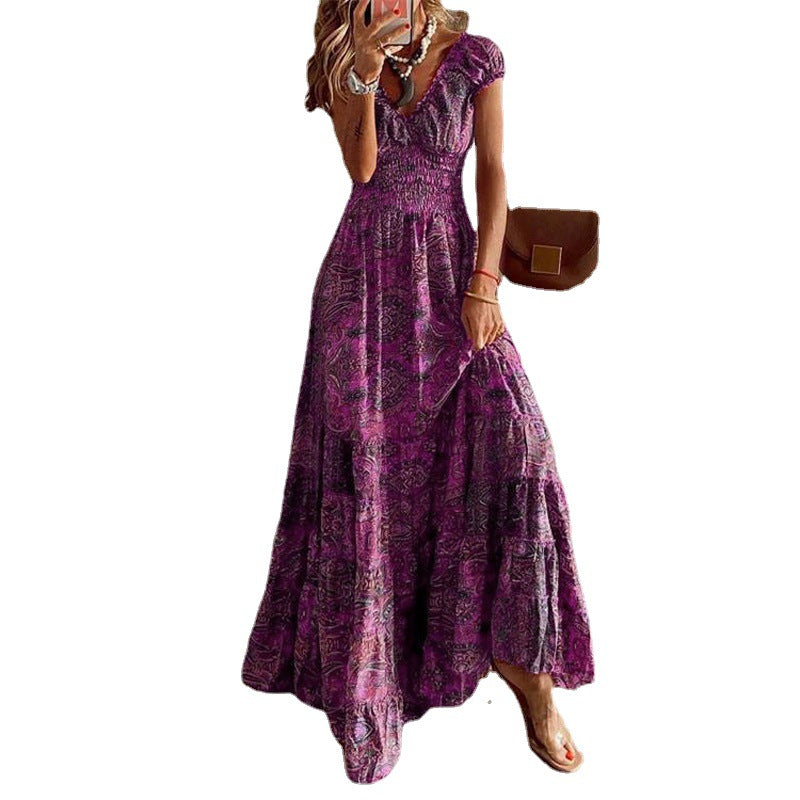 Femmes Robe Maxi Dos Rétro Chic und Stil