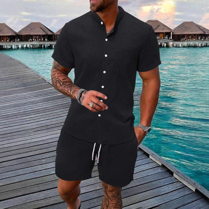 Chemises décontractées à manches courtes pour hommes avec shorts assortis Chic und Stil