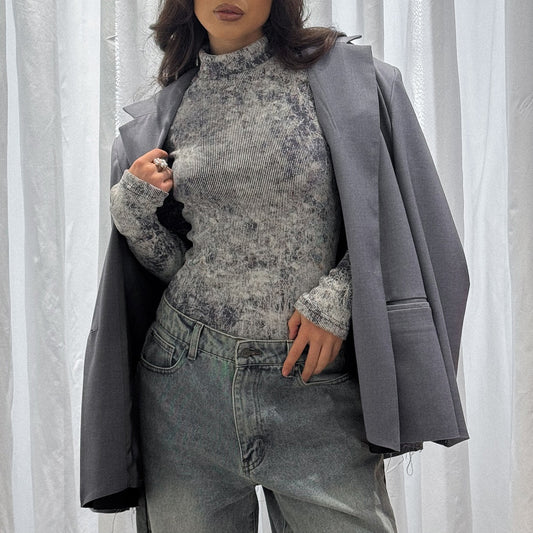 Dames Élégant et ajusté haut à manches longues Chic und Stil