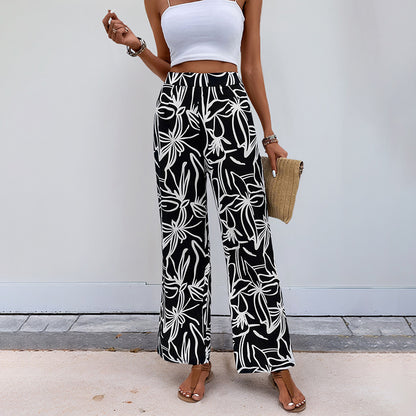 Women Wide Leg Floral Printed Pants Chic and Style