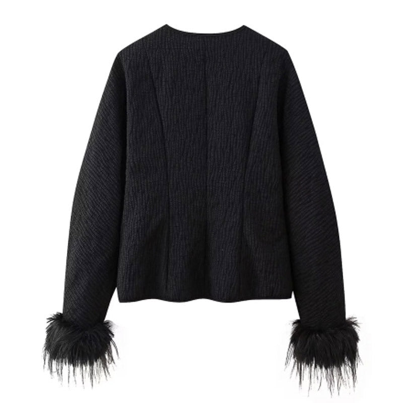 Dames élégante veste avec des manches en fausse fourrure élaborées Chic und Stil