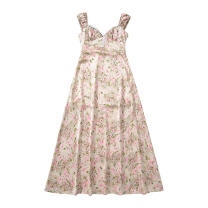 Robe maxi femme avec design floral à volants et coupe élégante Chic und Stil