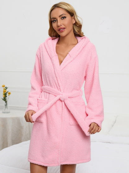 Dame Peignoir en polaire douillet avec capuche et poches pratiques Chic und Stil
