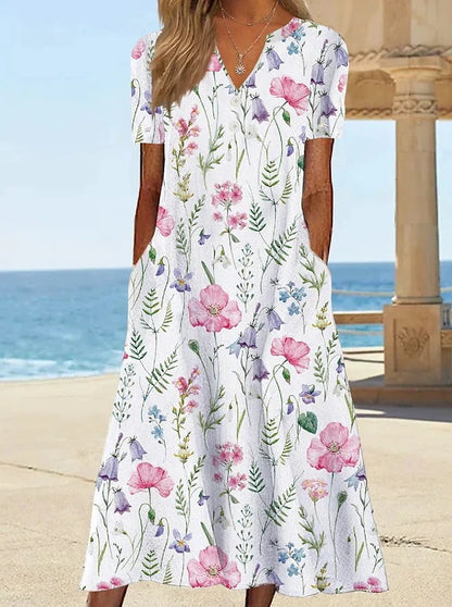 Robe d'été à motif floral pour femmes avec poches Chic und Stil