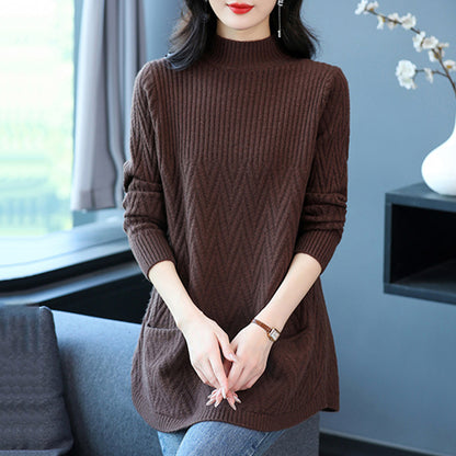 Pull en tricot pour femmes avec motif en zigzag et poches pratiques Chic und Stil