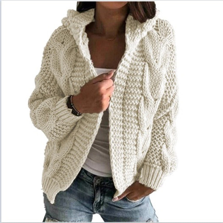 Dames gros tricot cardigan avec col ouvert et manches volumineuses Chic und Stil