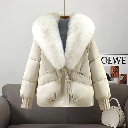 Dames élégante veste d'hiver matelassée avec col en fausse fourrure amovible Chic und Stil