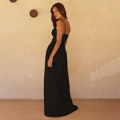 Robe maxi à bretelles spaghetti fluide Chic und Stil