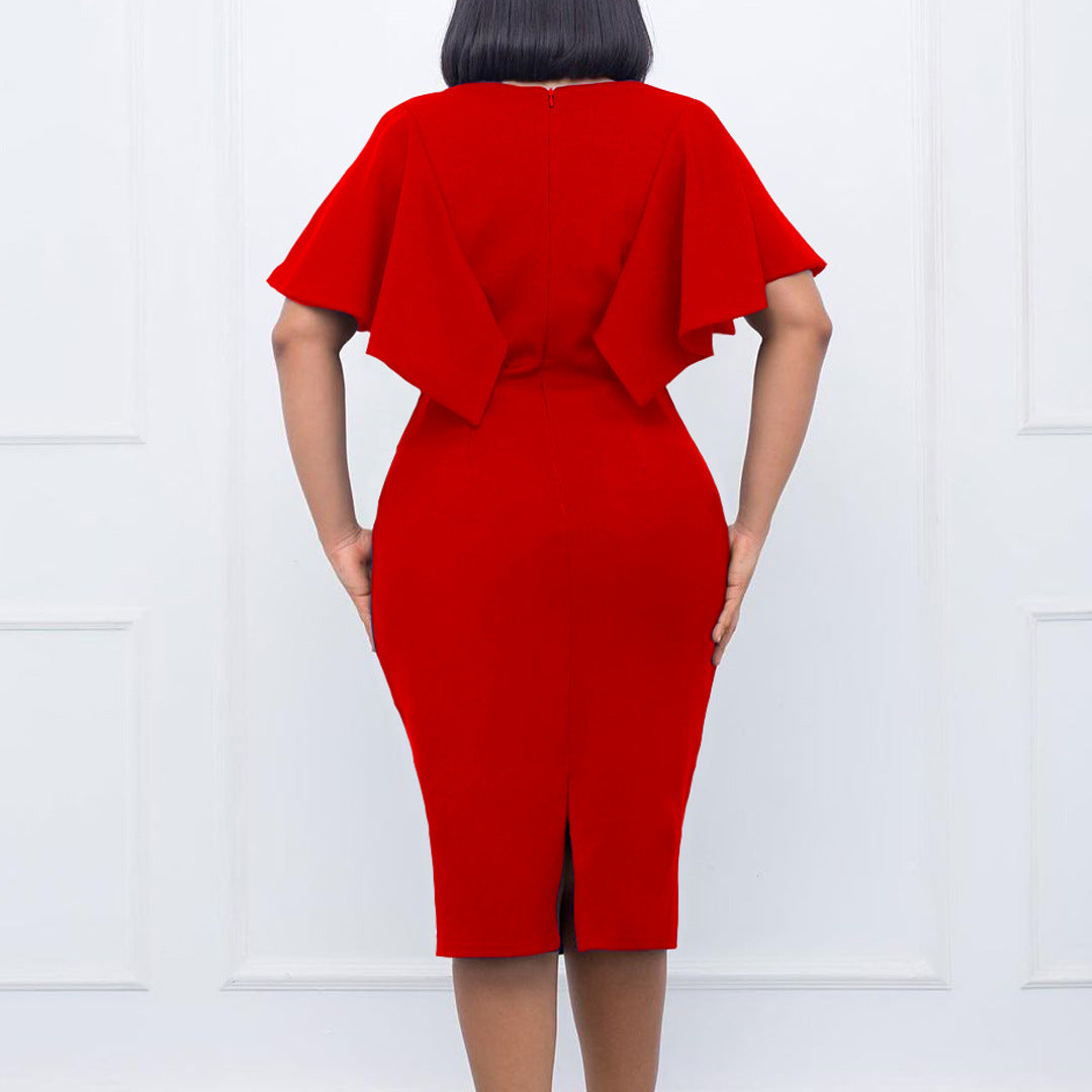 Robe crayon femme avec des manches volumineuses et des détails découpés Chic und Stil