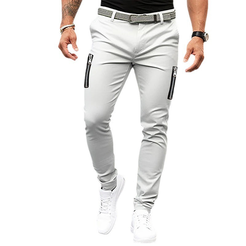 Trendy Slim-Fit Pants for Men with Zippered Pockets Chic and Style