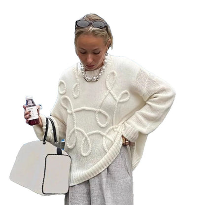 Pull en tricot à motif cable et coupe décontractée pour femmes Chic und Stil