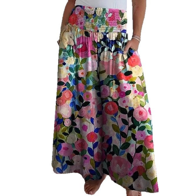 Wide cotton pants for women with elastic waistband and practical pockets Chic und Stil