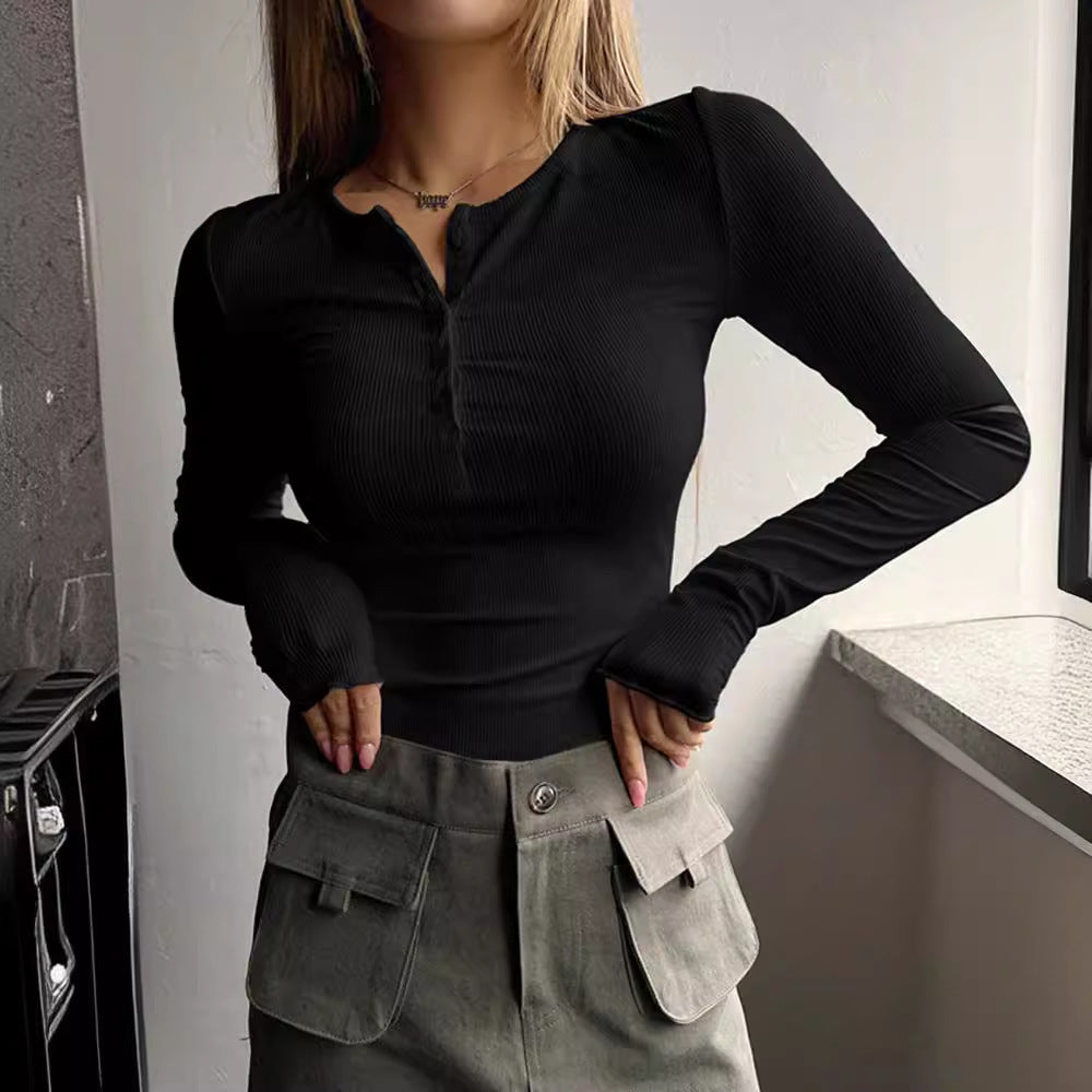 Chemisier long à manches longues flatteur pour femmes avec patte de boutonnage Chic und Stil