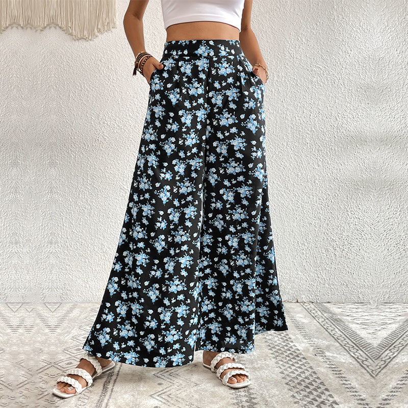 Pantalons à fleurs à jambes larges pour femmes Chic und Stil