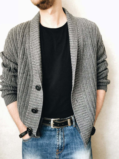 Men's knitted jacket with deep collar Chic and Style