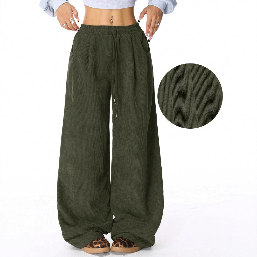 Wide corduroy pants for women with elastic waistband Chic und Stil
