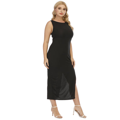 Robe maxi côtelé pour femme avec fente latérale Chic und Stil