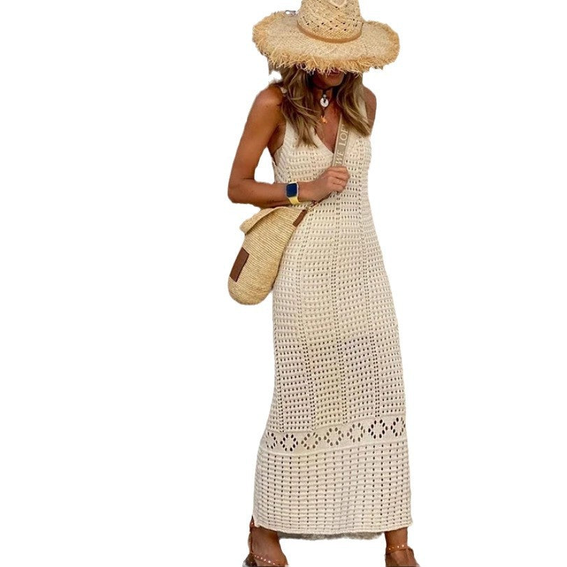 Robes maxi en crochet pour femmes avec des détails lacés aérés et un design élégant Chic und Stil